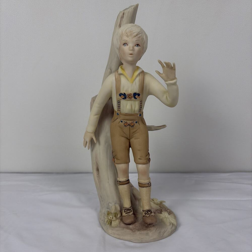 Vintage Cybis Porcelain Boy Figurine 1974 German Bavarian Lederhosen Youth